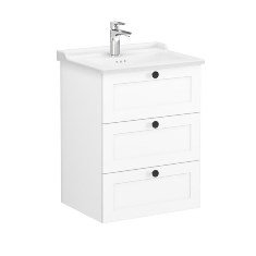 Vitra Root Classic 68911 Lavabo Dolabı, Üç Çekmeceli, 60 Cm, Mat Beyaz, Klasik Lavabolu